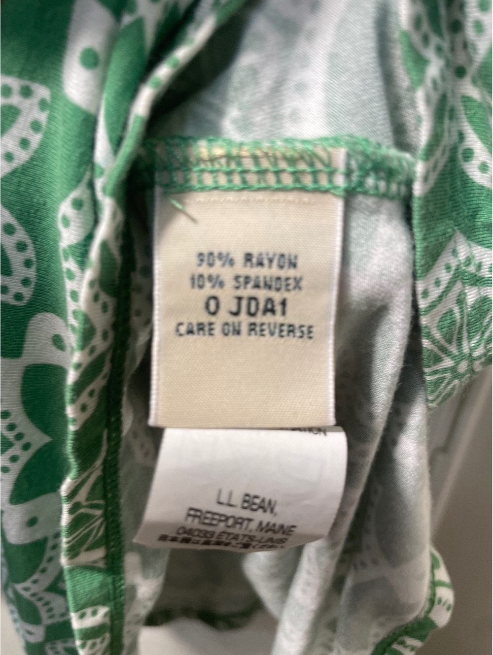 LL Bean Dress Womens Size Small Green Blue Floral Summer Knit Stretch Casual - Picture 5 of 7